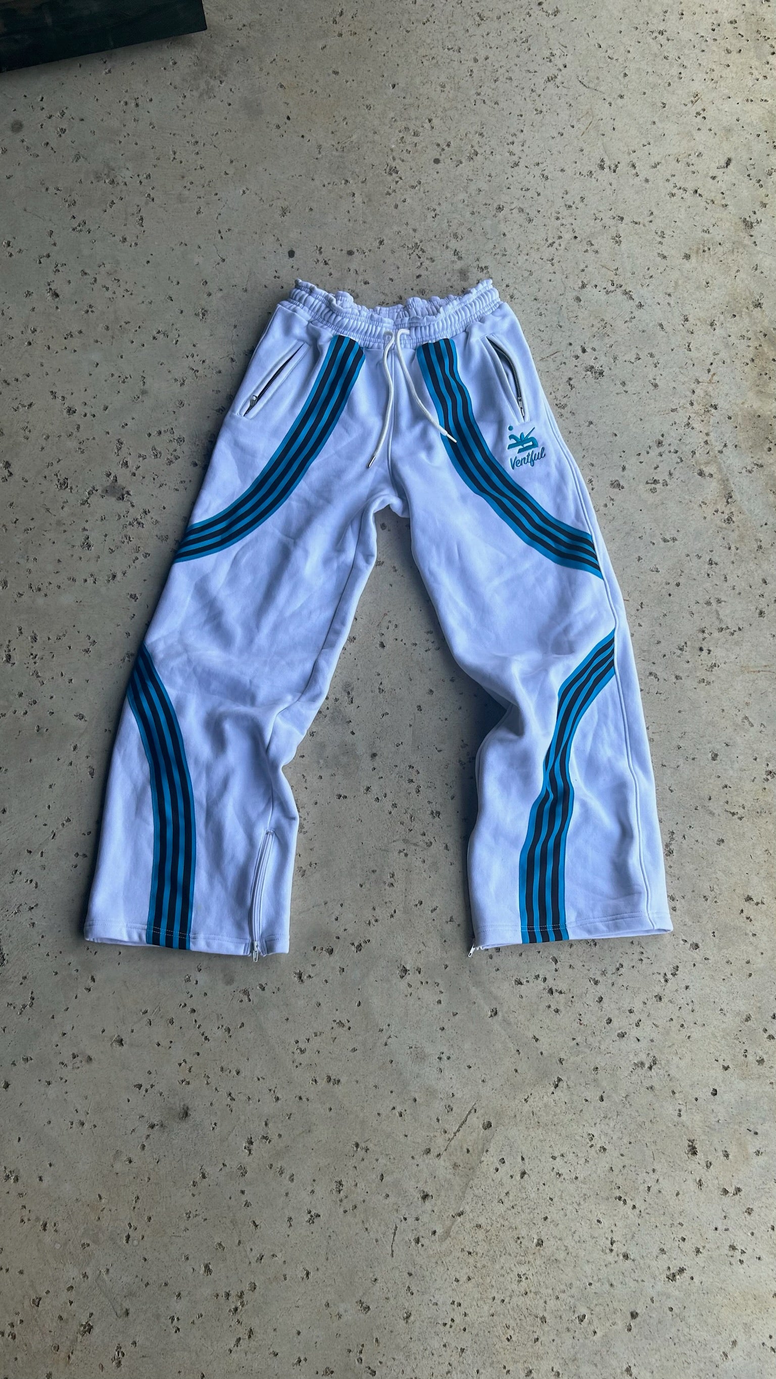 White & Teal TrackPants